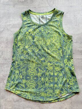 Title Nine Green & Yellow Paisley Sleeveless Tank Top  Medium Polyester Blend